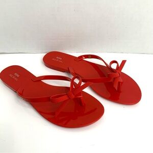 Melissa x Jason Wu Sz 9 Red Harmonic Rubber Bow Tie Flip Flops Thong Sandal Flat